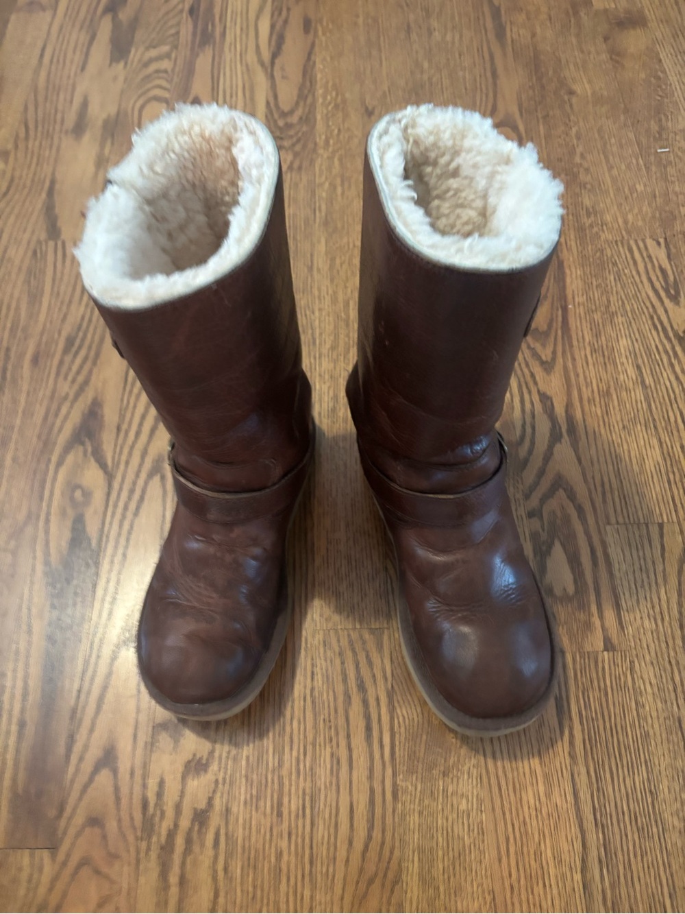 UGG Brown Leather Kensington II Shearling-Lined Winter Boots 7